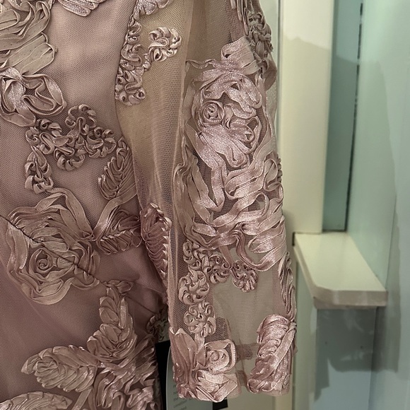 MARINA Blush Floral Embroidered Midi Dress